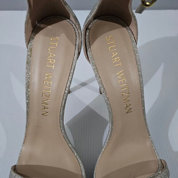 Stuart Weitzman Nudistdisco Pearl Heel 10.5 Metallic Stiletto Platform Evening - Picture 8 of 14